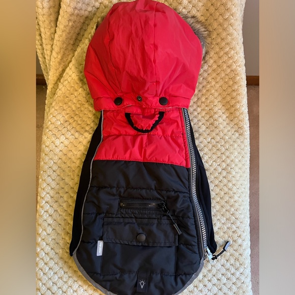 Top Paw Other - Top Paw red and black reflective hooded snowsuit size small